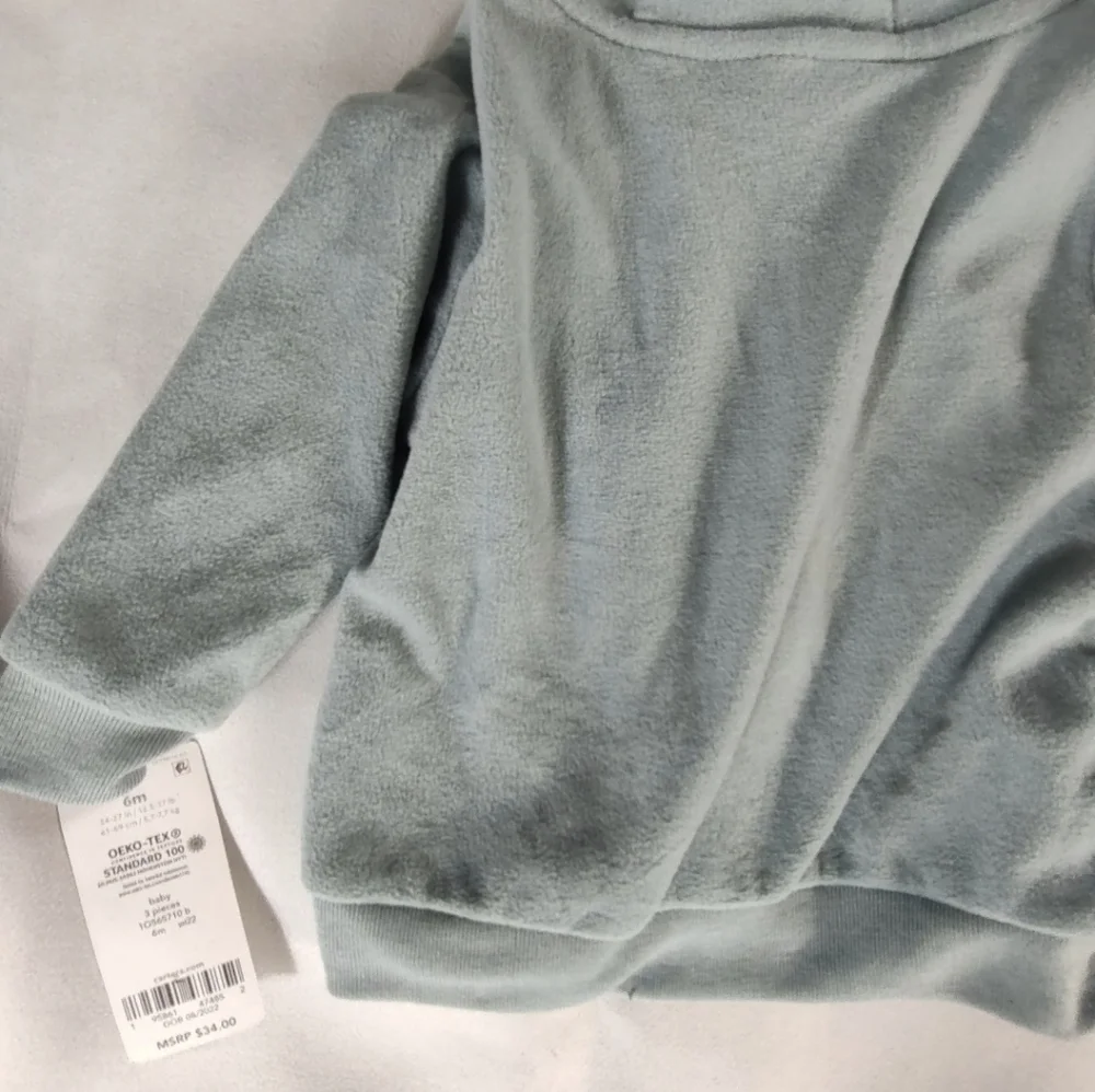 Carter's Sage Blue Kids Hoodie Zip Up Jacket 6M NWT